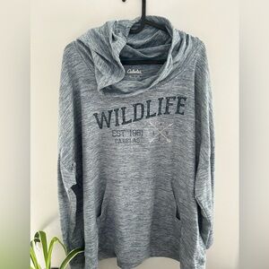 Cabela's Heather Gray 'Wildlife' Long Sleeve Hoodie Tee